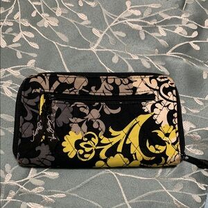Vera Bradley Black and Yellow Wallet with Floral Design